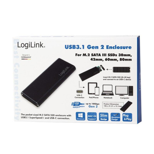 LogiLink UA0314 obudowa do dysków twardych Obudowa SSD Czarny M.2-18572656