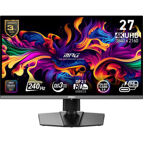 Monitor MSI MPG 272URXDE QD-OLED 27" 3840x2160 1x DisplayPort 2.1 / 2x HDMI 2.1