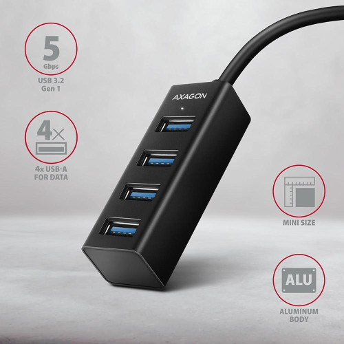 Axagon HUE-M1C huby i koncentratory USB 3.2 Gen 1 (3.1 Gen 1) Type-C 5000 Mbit/s Czarny-18738057