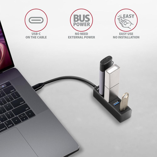 Axagon HUE-M1C huby i koncentratory USB 3.2 Gen 1 (3.1 Gen 1) Type-C 5000 Mbit/s Czarny-18738058