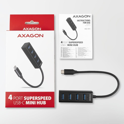 Axagon HUE-M1C huby i koncentratory USB 3.2 Gen 1 (3.1 Gen 1) Type-C 5000 Mbit/s Czarny-18738060