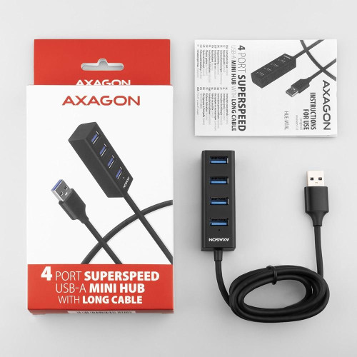 Axagon HUE-M1AL huby i koncentratory USB 3.2 Gen 1 (3.1 Gen 1) Type-A 5000 Mbit/s Czarny-18738087