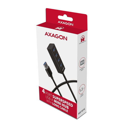 Axagon HUE-M1AL huby i koncentratory USB 3.2 Gen 1 (3.1 Gen 1) Type-A 5000 Mbit/s Czarny-18738088