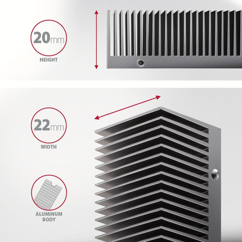Axagon CLR-M2XT M.2 SSD Passivkühler Aluminium - 2280 M.2 NVMe SSD, Dysk SSD Radiator Czarny, Szary 1 szt.-18814072