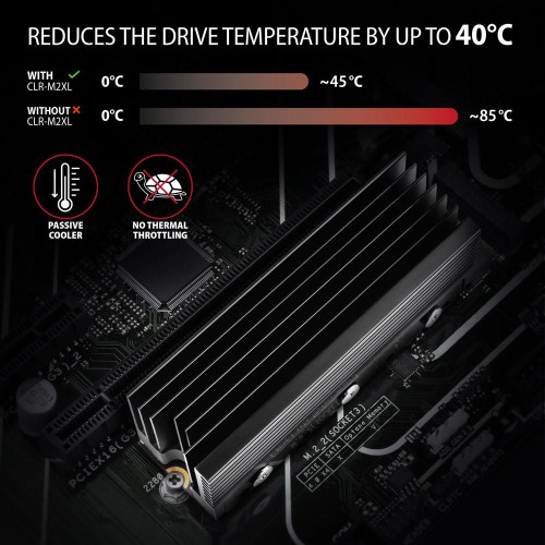 Axagon CLR-M2XL system chłodzenia komputerów M.2 NVMe SSD, Dysk SSD Radiator Czarny 1 szt.-18814093
