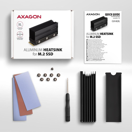 Axagon CLR-M2XL system chłodzenia komputerów M.2 NVMe SSD, Dysk SSD Radiator Czarny 1 szt.-18814095