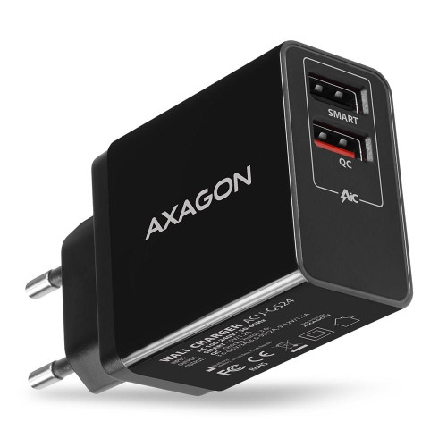 Axagon ACU-QS24 ładowarka do urządzeń przenośnych Smartfon Czarny Prąd przemienny Szybkie ładowanie Wewnętrzna