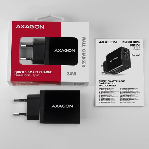 Axagon ACU-QS24 ładowarka do urządzeń przenośnych Smartfon Czarny Prąd przemienny Szybkie ładowanie Wewnętrzna-18