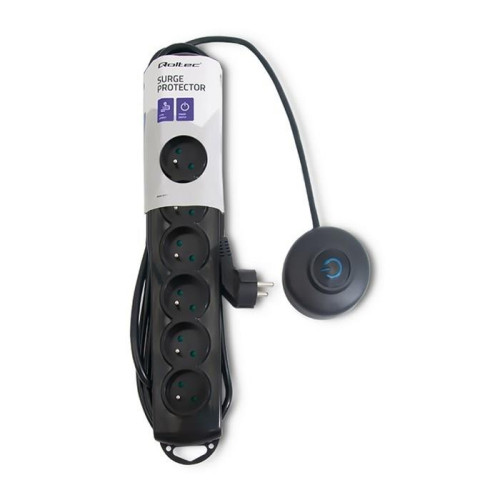 Qoltec 50171 ochrona przeciwprzepięciowa Czarny 7 x gniazdo sieciowe 230 V 1,5 m-18824808