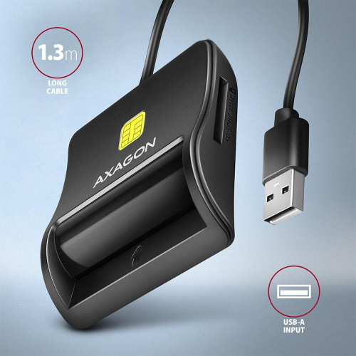 Axagon CRE-SM3SD USB Smart card & SD/microSD/SIM Flat czytnik do kart chipowych Wewnętrzna USB 2.0 Czarny-18836559