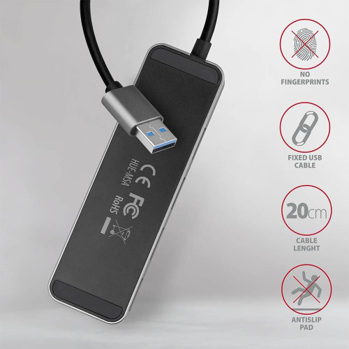 Axagon HUE-MSA Superspeed USB-A Switch Hub 4x USB 3.0 aktiv - 20cm schwarz USB 3.2 Gen 1 (3.1 Gen 1) Type-A 5000 Mbit/s 
