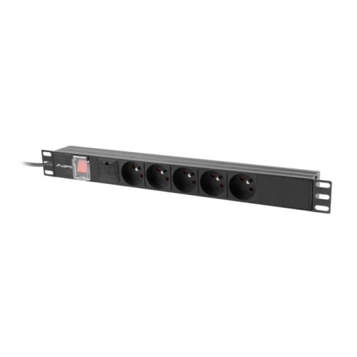 Lanberg PDU-05E-0200-IEC-BK rozdzielacz zasilania PDU 5 x gniazdo sieciowe 1U Czarny