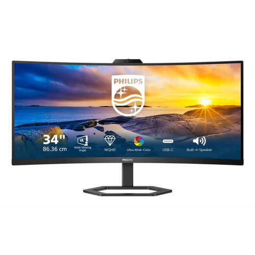 Philips | 34E1C5600HE/00 | 34 " | VA | 3440 x 1440 pikseli | 21:9 | 4 ms | 300 cd/m2 | Czarny | Ilość portów HDMI 1 | 10