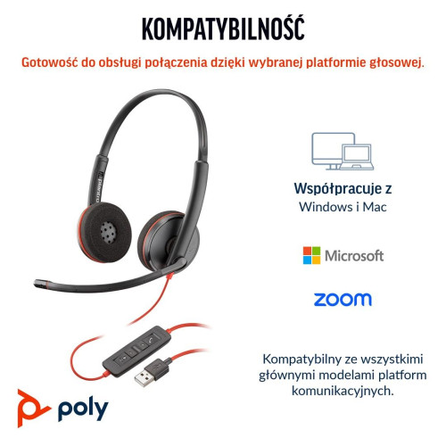 Poly Blackwire 3220 Stereo USB-C Black Headset +USB-C/A Adapter (Bulk)-19183664