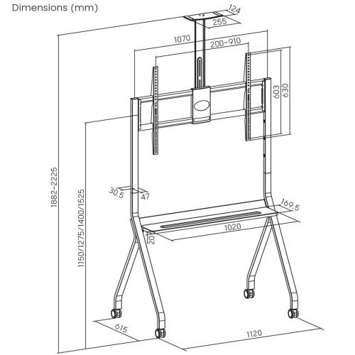 MACLEAN STAND / WÓZEK DO TV, PÓŁKA NA KAMERĘ, NA KÓŁKACH, 55-100