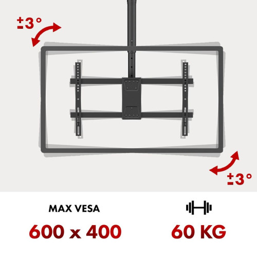 MACLEAN UCHWYT SUFITOWY DLA TV, MAX. OBCIĄŻENIE 60KG, 43-86