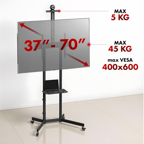 MACLEAN STAND / WÓZEK DO TV, PÓŁKA NA KAMERĘ, NA KÓŁKACH, 37-70