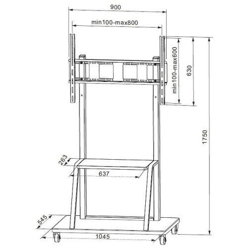 TECHLY STOJAK MOBILNY TV LED/LCD/PDP 55-100 CALI 150KG Z PÓŁKĄ ICA-TR30-1945763