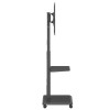 Stand / wózek dla TV Ergo-Office, max. obciążenie 50kg / 5kg półka, max. VESA 600x400, wbud. listwa zasil., czarny,