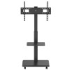 Stand / wózek dla TV Ergo-Office, max. obciążenie 50kg / 5kg półka, max. VESA 600x400, wbud. listwa zasil., czarny,