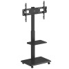 Stand / wózek dla TV Ergo-Office, max. obciążenie 50kg / 5kg półka, max. VESA 600x400, wbud. listwa zasil., czarny,