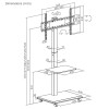 Stand / wózek dla TV Ergo-Office, max. obciążenie 50kg / 5kg półka, max. VESA 600x400, wbud. listwa zasil., czarny,