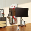 Stand / wózek dla TV Ergo-Office, max. obciążenie 50kg / 5kg półka, max. VESA 600x400, wbud. listwa zasil., czarny,