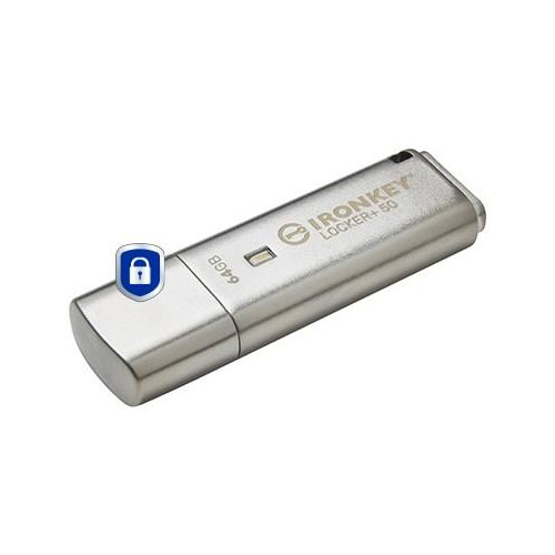 Kingston IronKey Locker+ 50 pamięć USB 64 GB USB Typu-A 3.2 Gen 1 (3.1 Gen 1) Srebrny-19882772