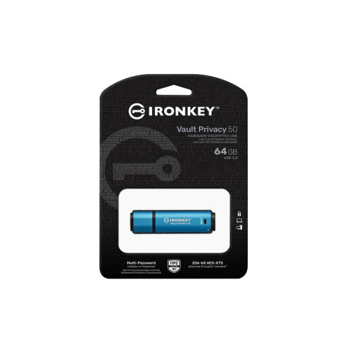 Kingston Technology IronKey Vault Privacy 50 pamięć USB 64 GB USB Typu-A 3.2 Gen 1 (3.1 Gen 1) Czarny, Niebieski-19882