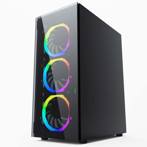 GEMBIRD OBUDOWA FORNAX 1500RGB MIDI-TOWER (2X USB 3.0, HD AUDIO, 4X FAN, PRZEZROCZYSTY PANEL BOCZNY) CZARNA-1991760