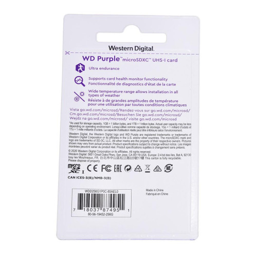 Karta pamięci WD Purple microSDXC WDD0256G1P0C (256GB; Class 10, Class U1)-20154803