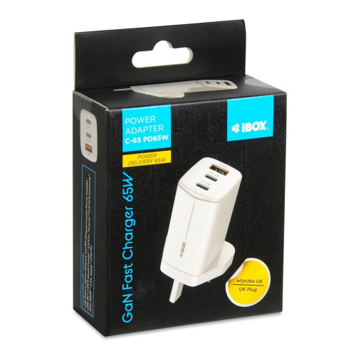 ŁADOWARKA SIECIOWA I-BOX C-65 GAN PD65W KABEL, BIAŁA-20236132