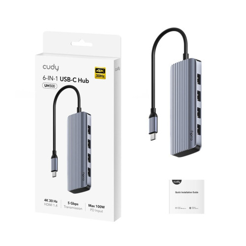 CUDY UH500 Hub USB-C 6-IN-1 z HDMI 4K-20607278