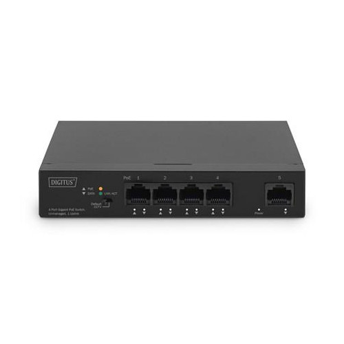 Switch niezarządzalny 4x Gigabit Ethernet, PoE af/at 60W, 1 port uplink, desktop