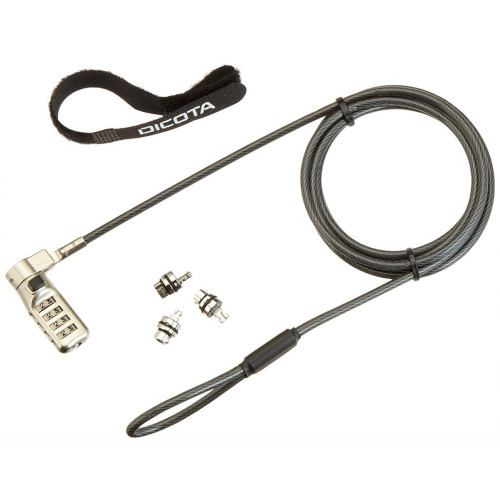 DICOTA UNI SEC CABLE LOCK/3 EXCHANGEABLE HEADS COMBINATION