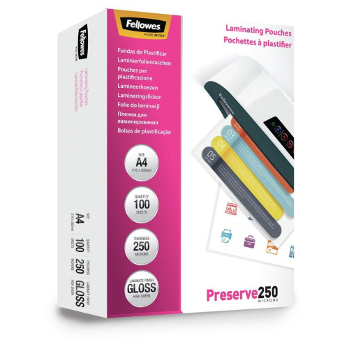 Laminator Pouch Glossy/A4 250 100PCS 5401802 Fellowes-20969694