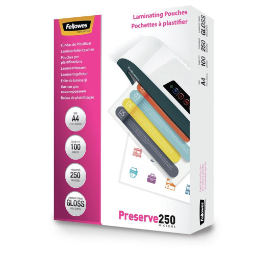 Laminator Pouch Glossy/A4 250 100PCS 5401802 Fellowes-20969695