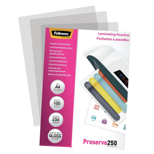 Laminator Pouch Glossy/A4 250 100PCS 5401802 Fellowes-20969696