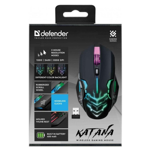 DEFENDER MYSZ GAMINGOWA KATANA GM-511 RF 3200DPI 7P CZARNA 52511-20974007