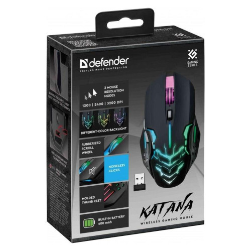 DEFENDER MYSZ GAMINGOWA KATANA GM-511 RF 3200DPI 7P CZARNA 52511-20974008