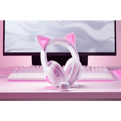Zestaw słuchawkowy Razer Kraken Kitty V2 przewodowe nauszne z mikrofonem i redukcją szumów biały-20974126