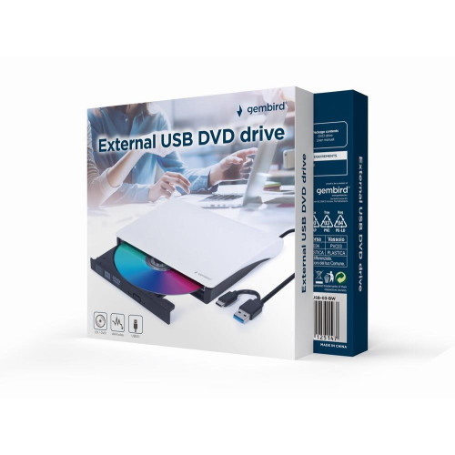 GEMBIRD ZEWNĘTRZNA NAGRYWARKA DVD 8X, CD 24X USB 3.1 SLIM CZARNO-BIAŁA-20988042