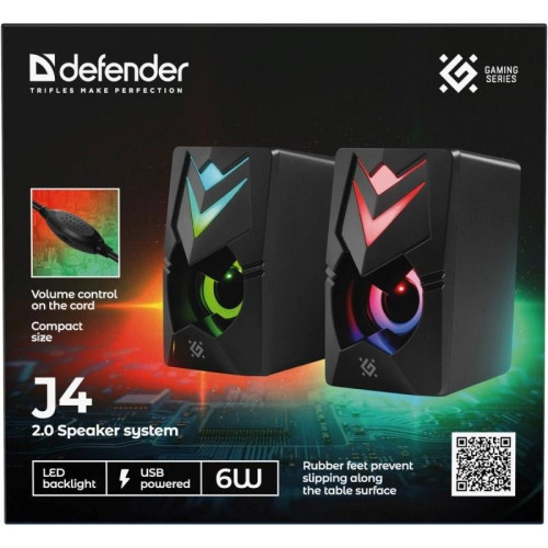DEFENDER GLOSNIKI PC J4 2.0 6W LED USB CZARNE 65964-20994287
