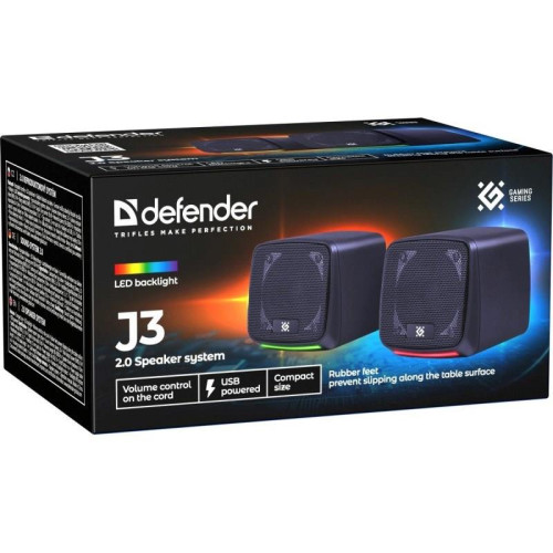 DEFENDER GŁOŚNIKI PC J3 2.0 6W LED USB CZARNE 65963-20994320