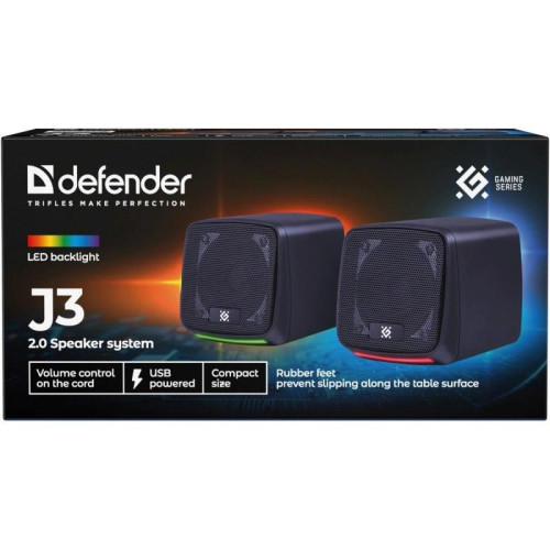 DEFENDER GŁOŚNIKI PC J3 2.0 6W LED USB CZARNE 65963-20994321