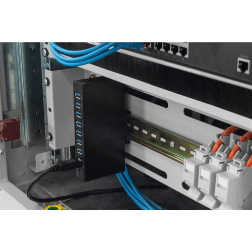 Hub/Koncentrator przemysłowy 7-portowy USB 3.0 SuperSpeed aktywny metalowa konstrukcja szyna DIN-20994364