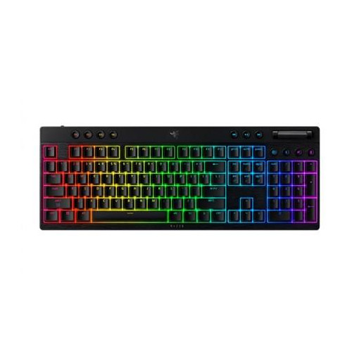 Razer BlackWidow V4 Niskoprofilowy HyperSpeed Klawiatura do gier Bezprzewodowy Stany Zjednoczone Bluetooth 2,4 GHz USB Type-C Żółty liniowy