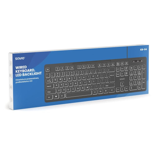 SAVIO KLAWIATURA PRZEWODOWA PODŚWIETLANA LED KB-04-20994605
