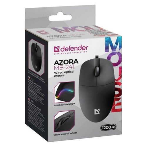DEFENDER MYSZ PRZEWODOWA AZORA MB-241 OPTYCZNA 1200DPI 3P CZARNA 52241-20994945