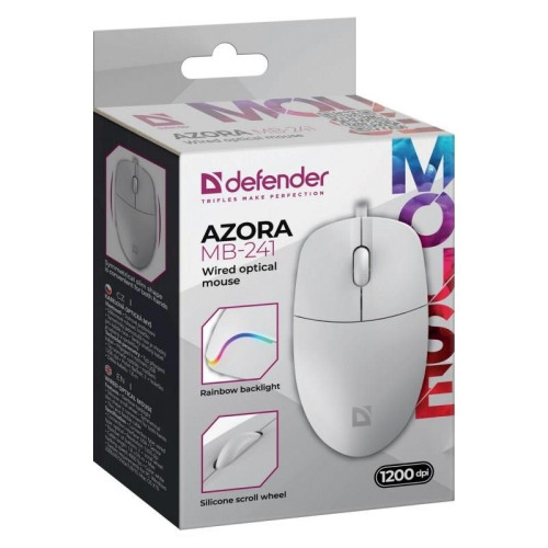 DEFENDER MYSZ PRZEWODOWA AZORA MB-241 OPTYCZNA 1200DPI 3P BIALA 52242-20994950